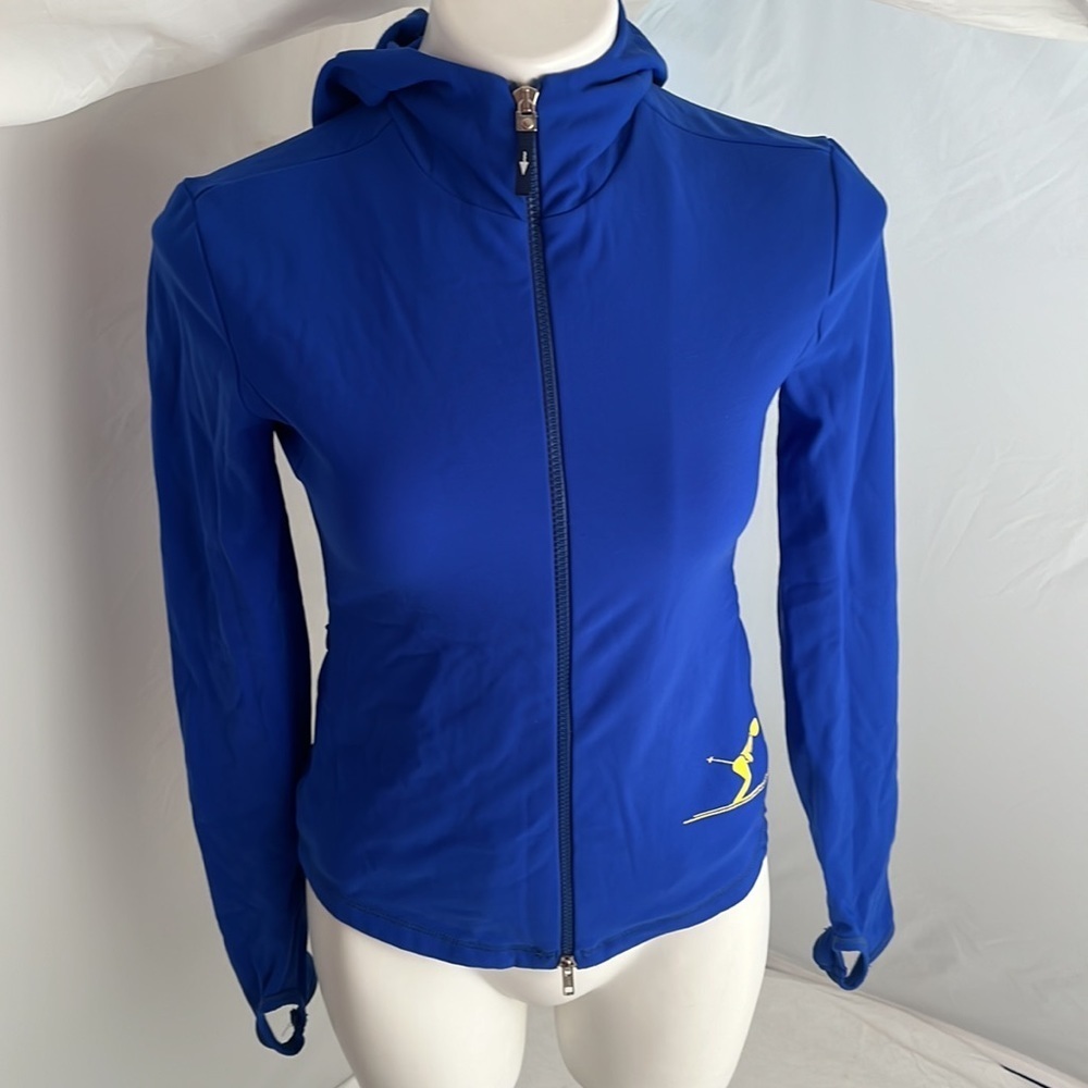 Moschino Life vintage Y2K blue and yellow ski graphic full zip hoodie